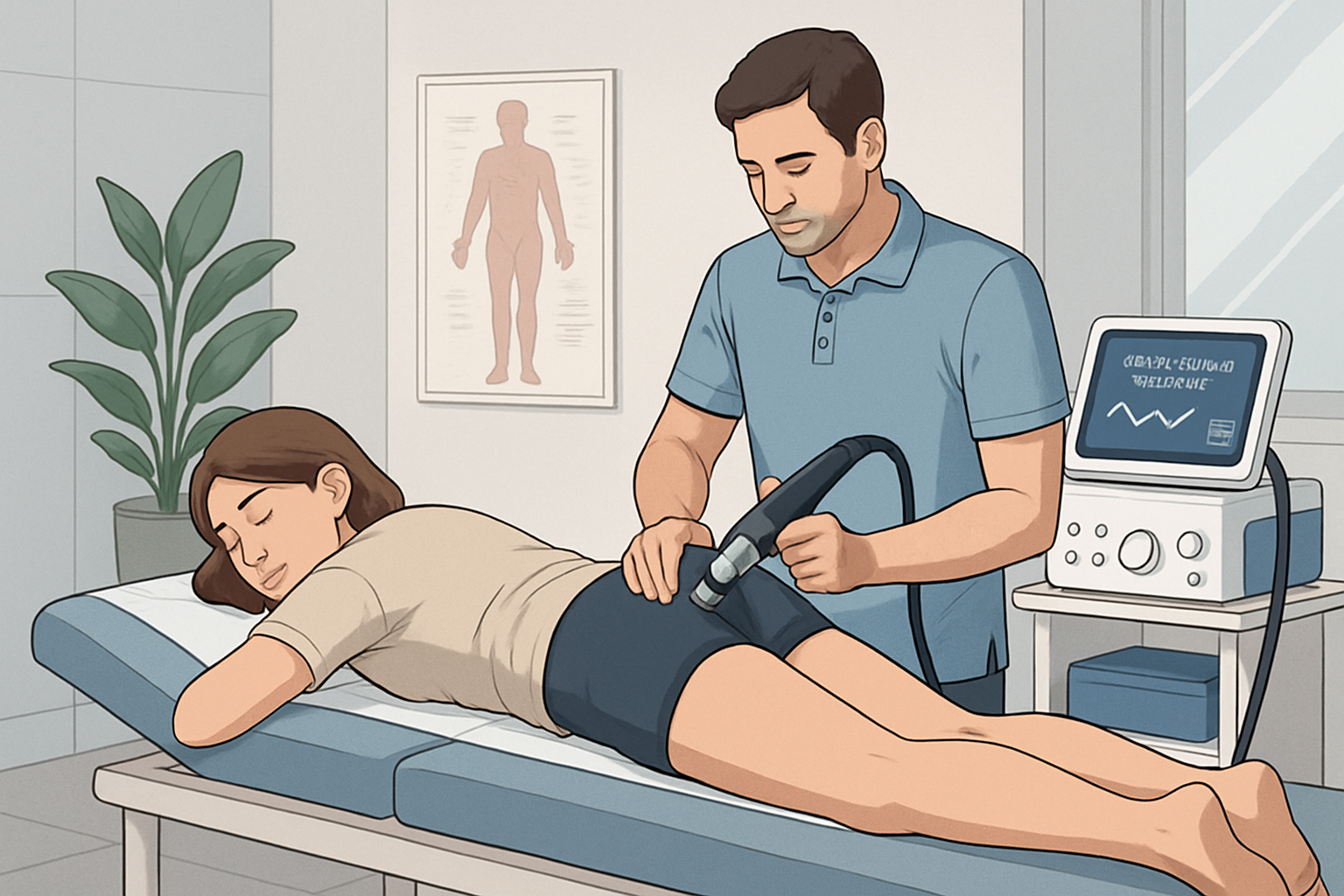 thérapie par ondes de choc : soulage vite les douleurs ligamentaires sans chirurgie, stimule la cicatrisation et favorise un retour au mouvement plus rapide.